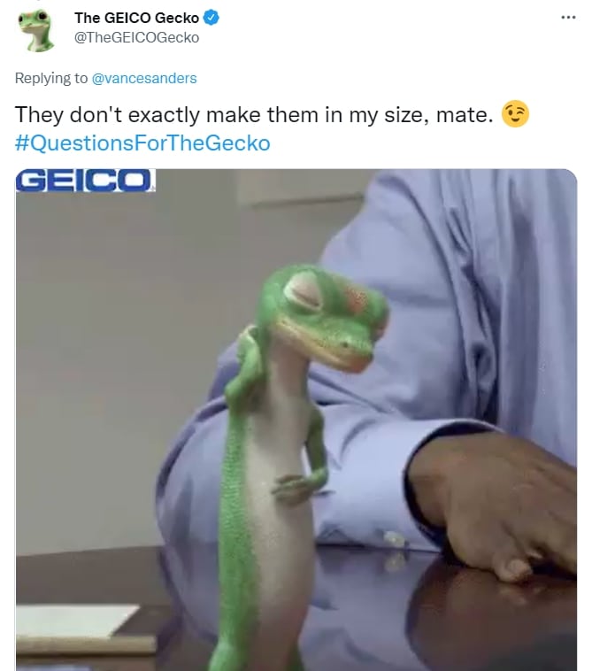 The GEICO Gecko explains why he doesn't wear pants