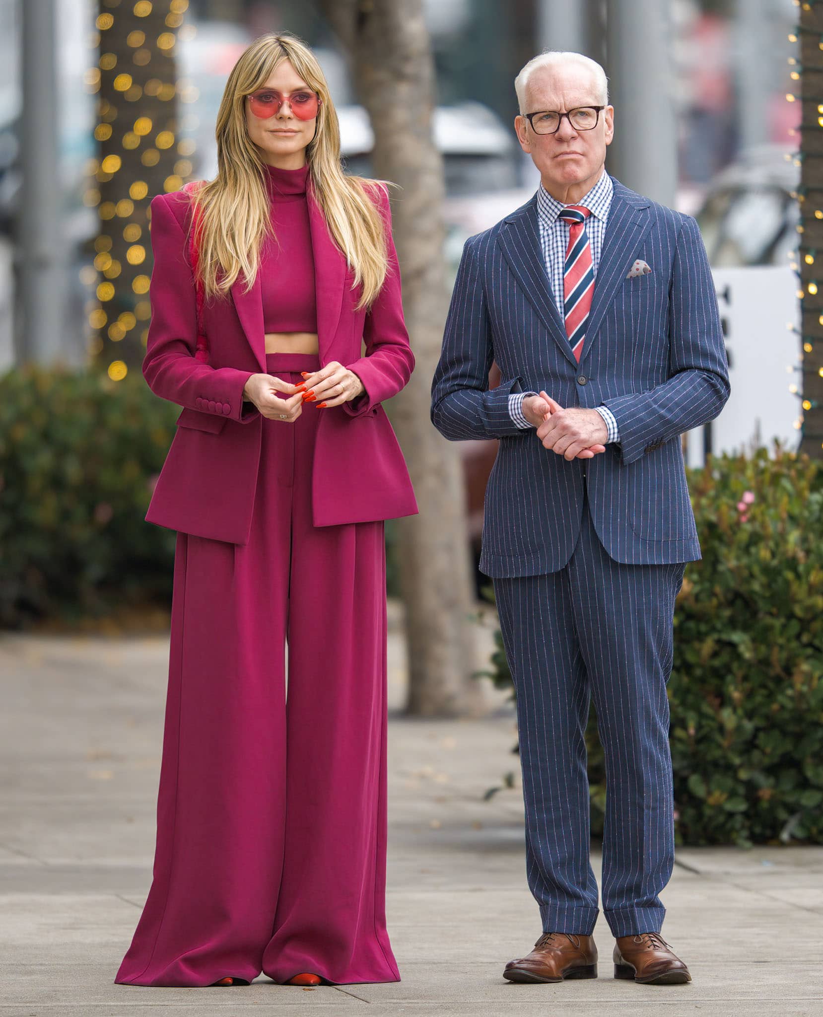 Heidi Klum and Tim Gunn are seen filming Making the Cut on Rodeo Drive in Los Angeles on January 17, 2022