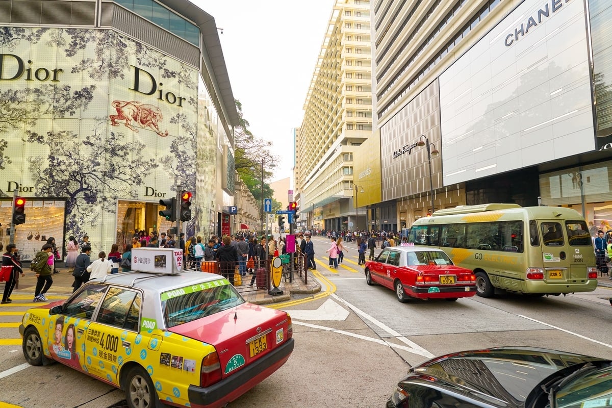 Luxury clothing brands Hermes, Dior, Salvatore Ferragamo, and Chanel all have stores in Tsim Sha Tsui, Kowloon, Hong Kong