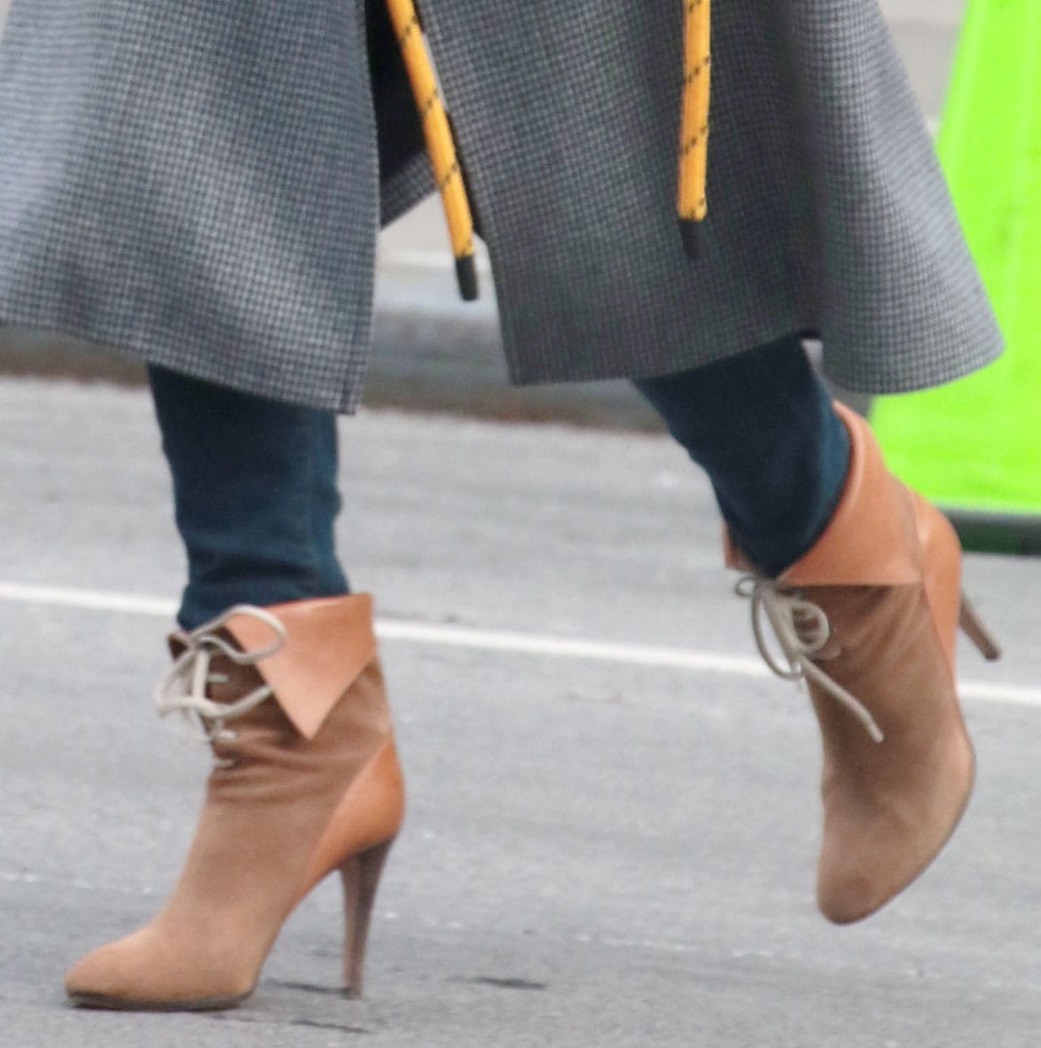 Nicky Hilton completes her chic maternity winter look with Chloe Catlyn ankle boots