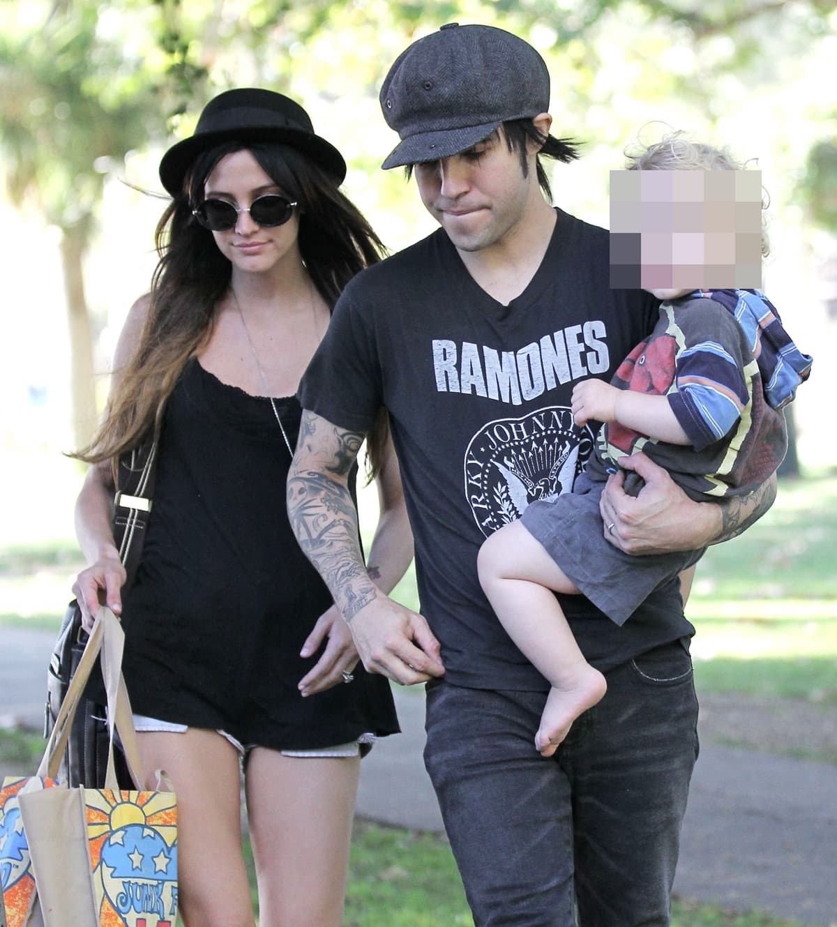 Pete Wentz, Ashlee Simpson, and their son, Bronx Mowgli Wentz, enjoy the day at the park in Los Angeles