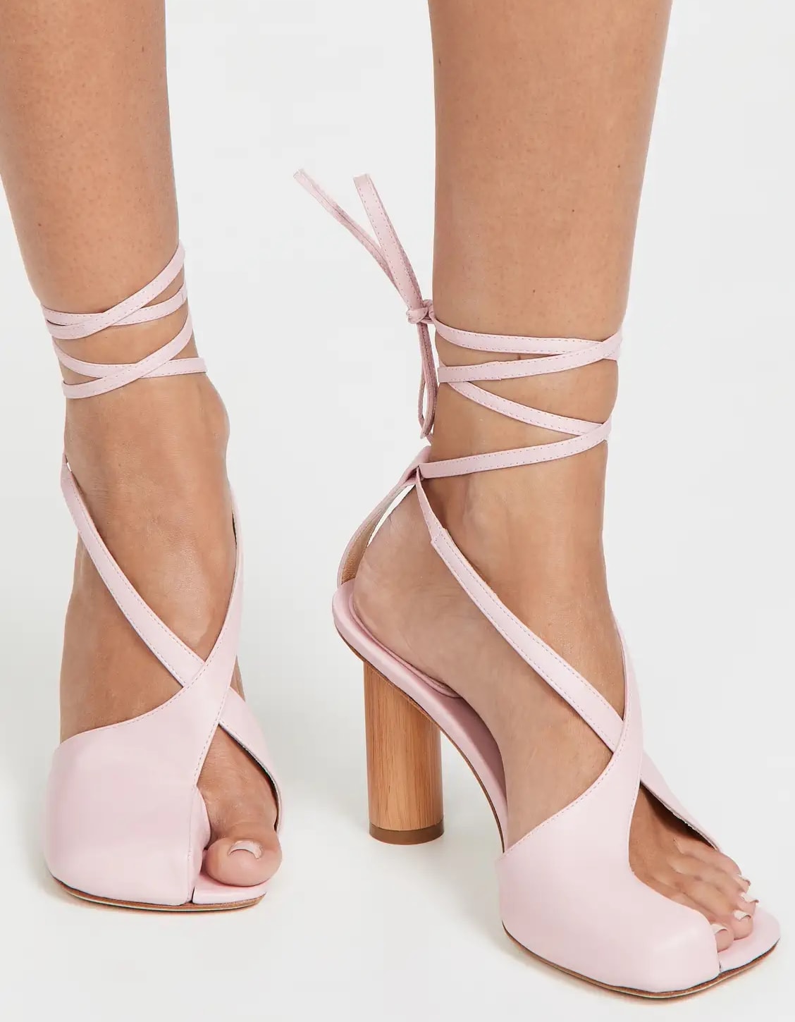 Pink cylindrical wooden heel A.W.A.K.E MODE Geraldine sandals