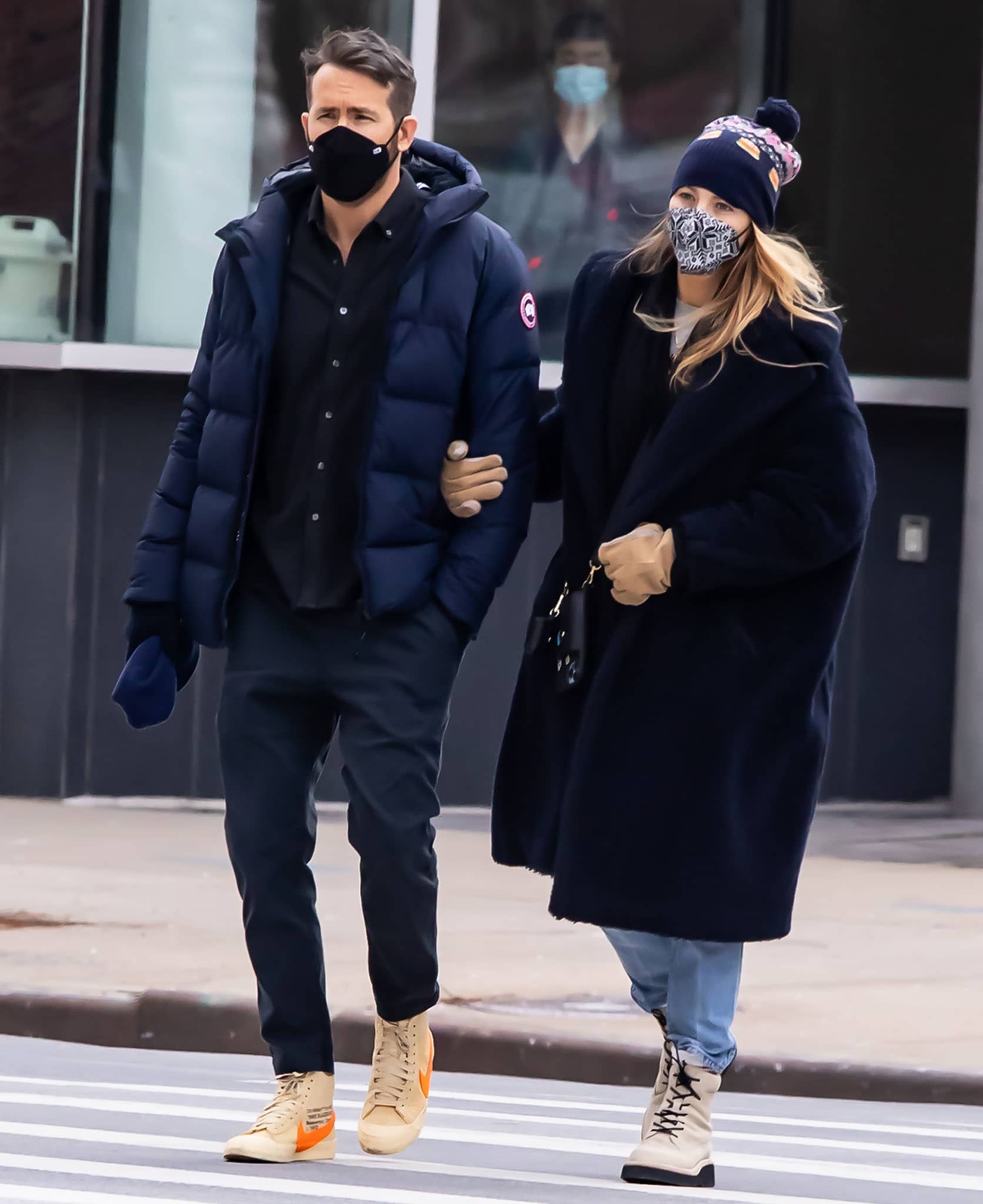 Ryan Reynolds and wife Blake Lively out and about in matching navy winter outfits in New York City on January 24, 2022