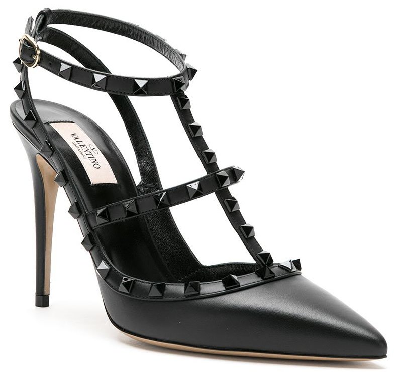A pair of Valentino leather pumps with tonal Rockstud embellishments