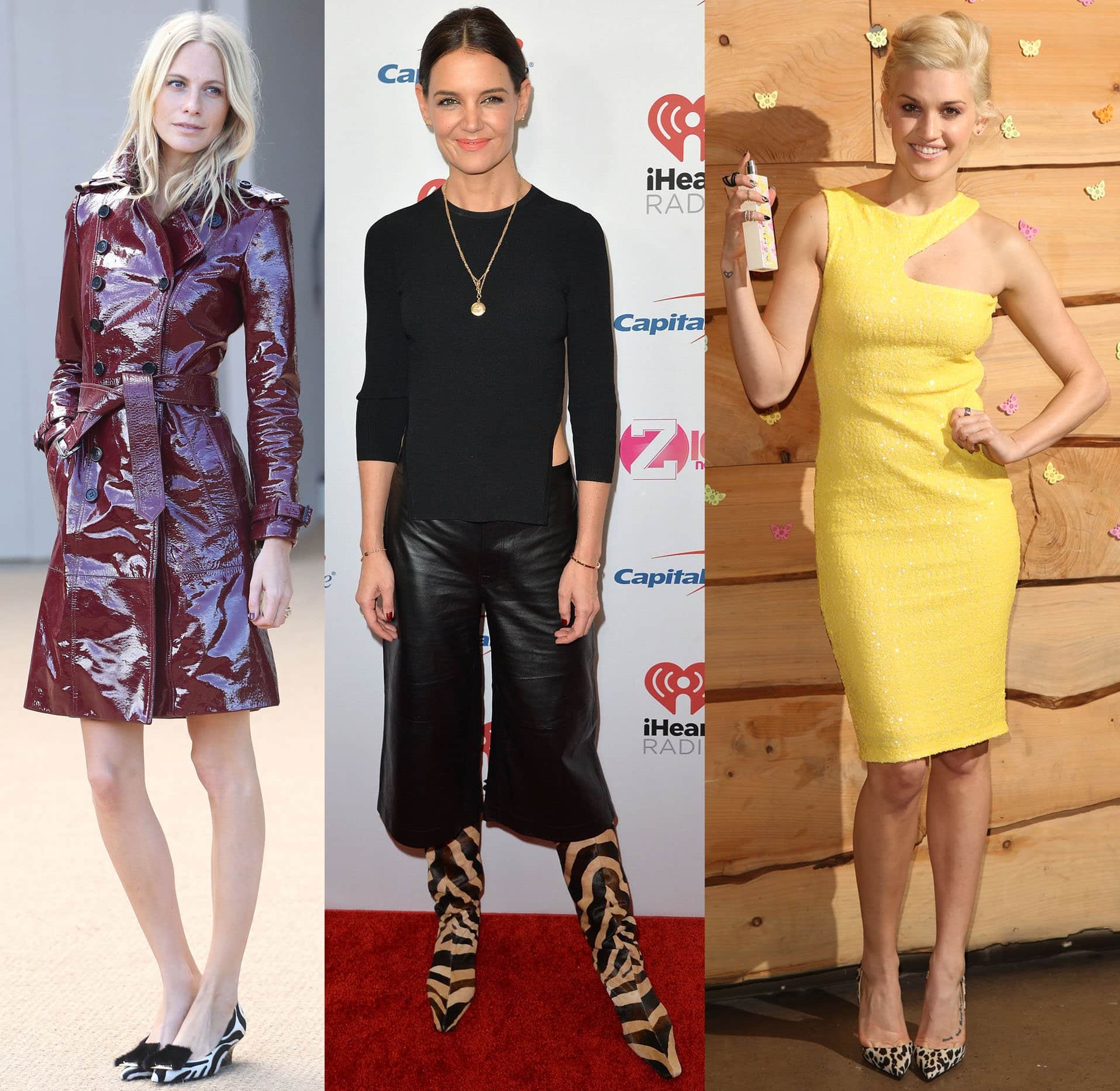 Poppy Delevingne, Katie Holmes, and Ashley Roberts show how to elevate solid colors with animal-print heels