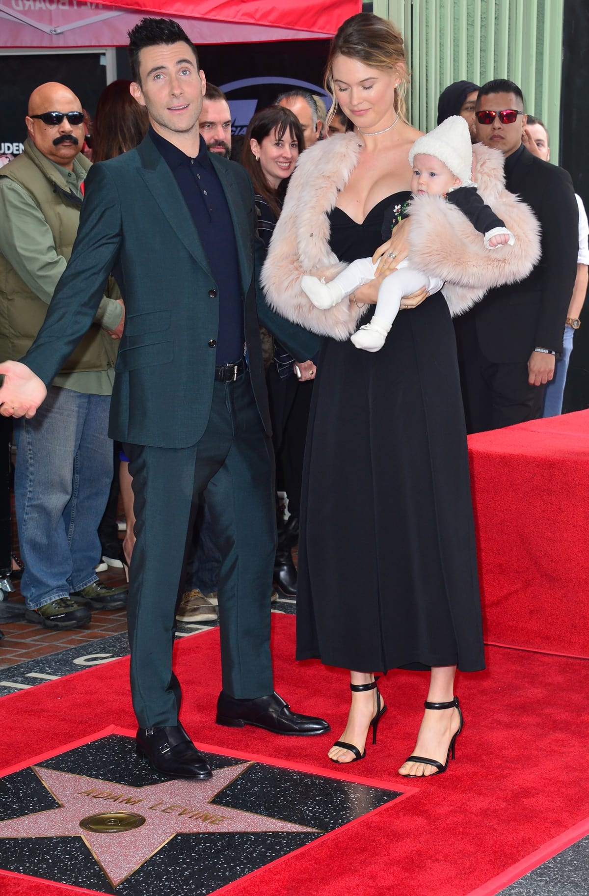 Adam Levine with his wife Behati Prinsloo and their baby girl Dusty Rose at the Hollywood Walk of Fame Star Ceremony honoring singer Adam Levine with the 2,061st star on the Hollywood Walk of Fame