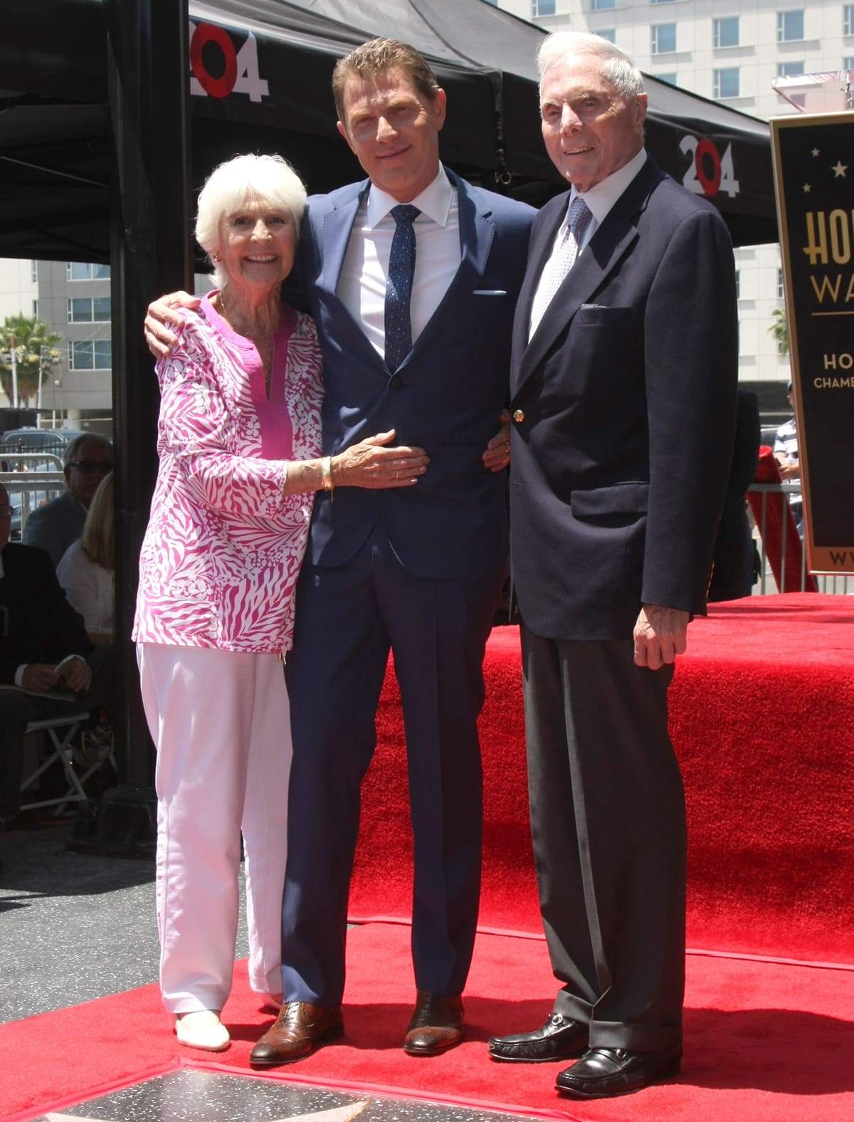 Bobby Flay with his Hiberno American parents, Dorothy Barbara and Bill Flay