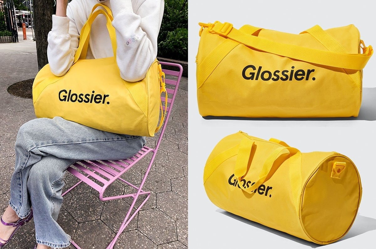 Aside from makeup and skincare, Glossier surprisingly offers a spacious duffel bag that's roomy enough for all your weekend-getaway needs