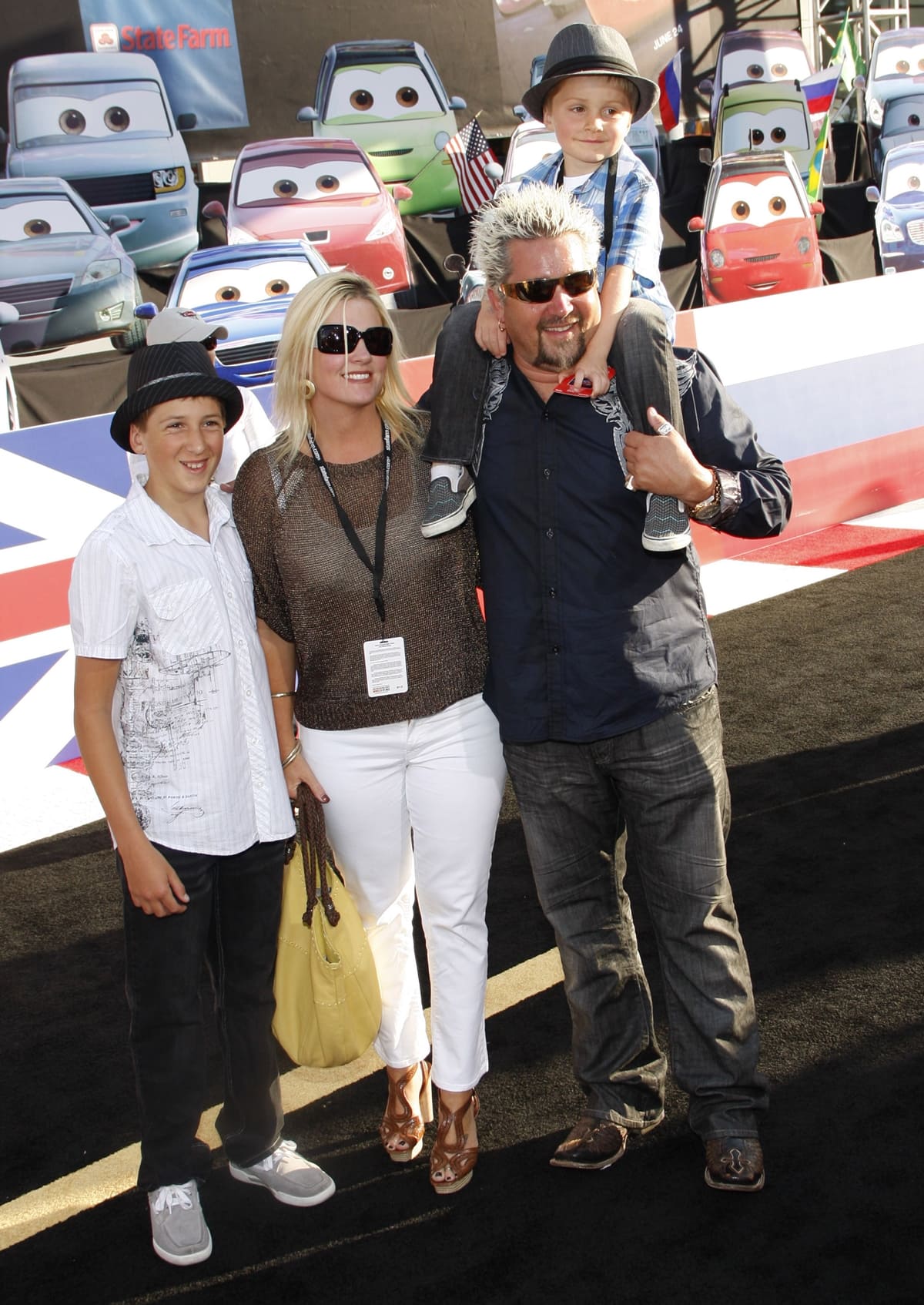 Guy Fieri with his wife Lori and their sons Hunter and Ryder at the "Cars 2" Los Angeles Premiere