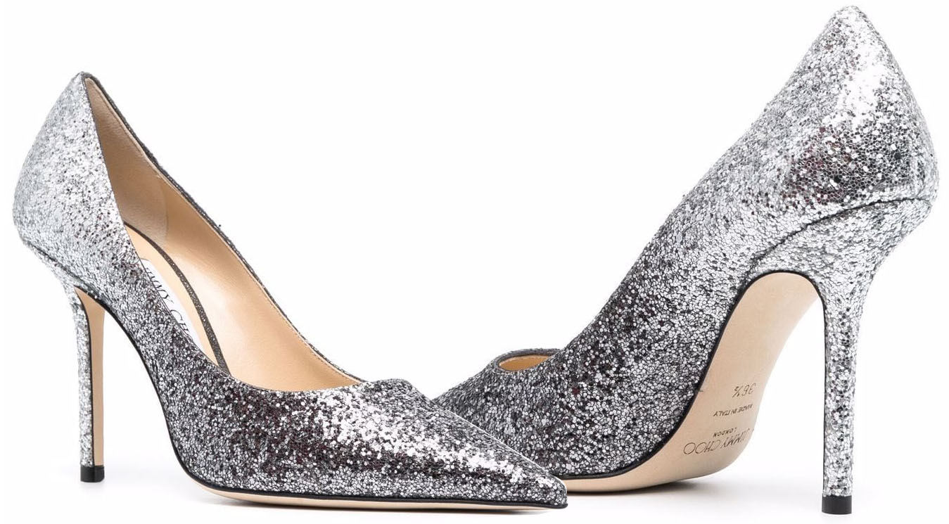 Playful but elegant, Jimmy Choo's Love pumps are decorated with glitters in a striking gradient effect