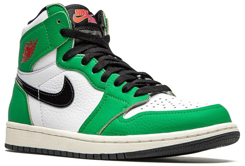 Done in green and white colorway, the Air Jordan Retro 1 High OG features a classic high-top silhouette and signature logo detailing