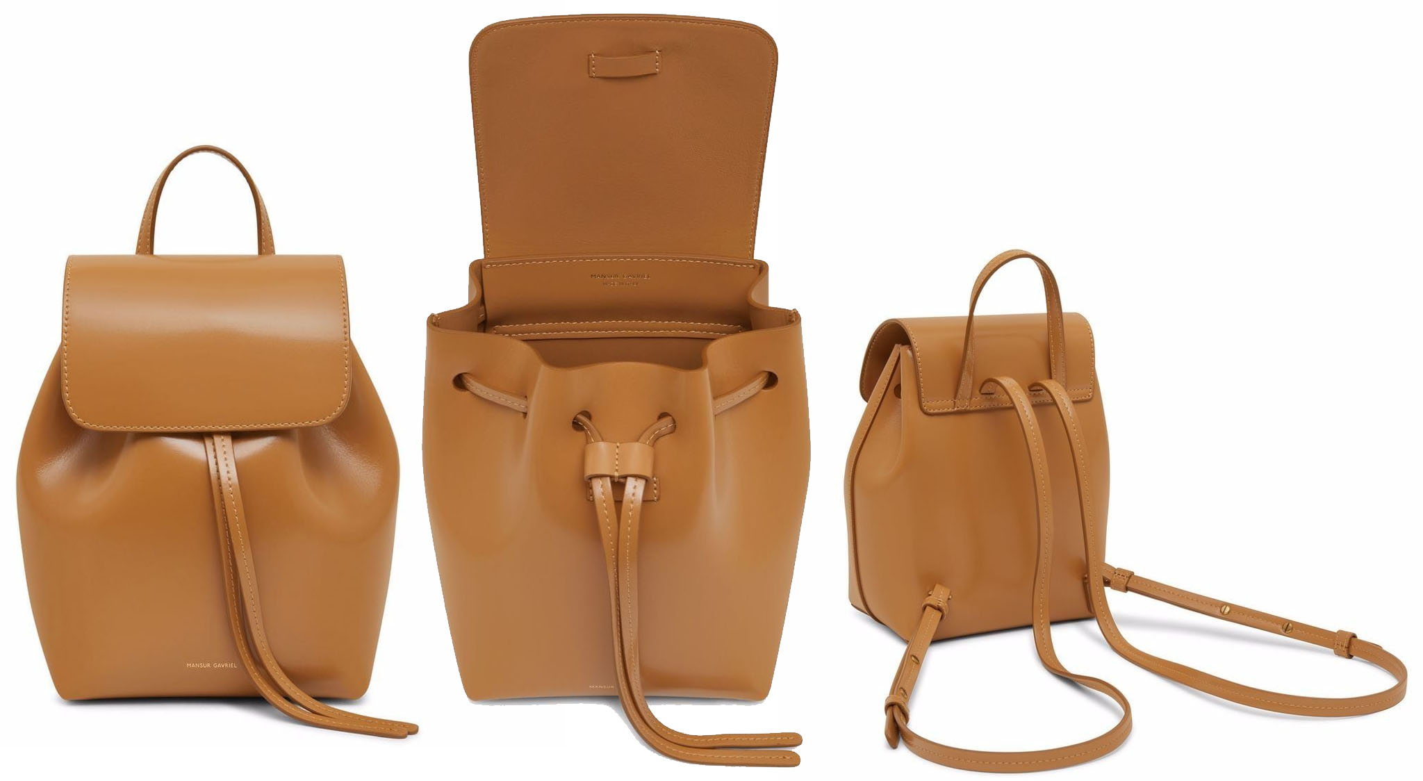 Add an elegant vintage feel to any outfit with Mansur Gavriel's Mini Lady backpack, featuring a fold-over top with a drawstring fastening and an understated embossed logo on the front