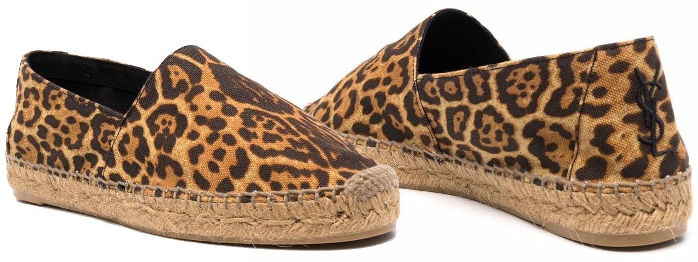 Saint Laurent continues its affinity for bold and timeless prints with these leopard-printed leather espadrilles, embroidered with the iconic YSL logo on the heel