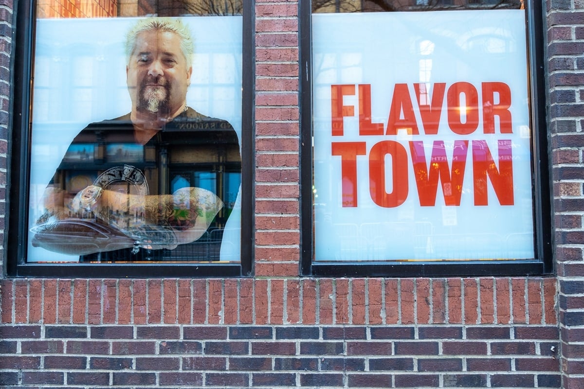 Window display at Guy Chicken, Guy Fieri's restaurant in downtown Nashville near Broadway