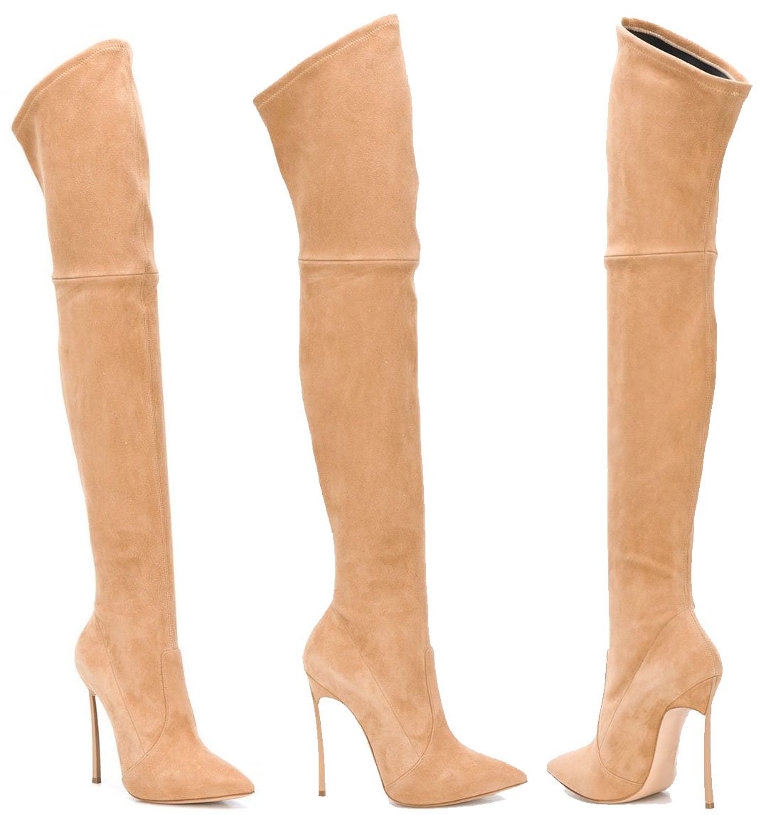 A classic favorite, the Casadei Blade boots feature pointed toes and 5-inch stiletto blade heels