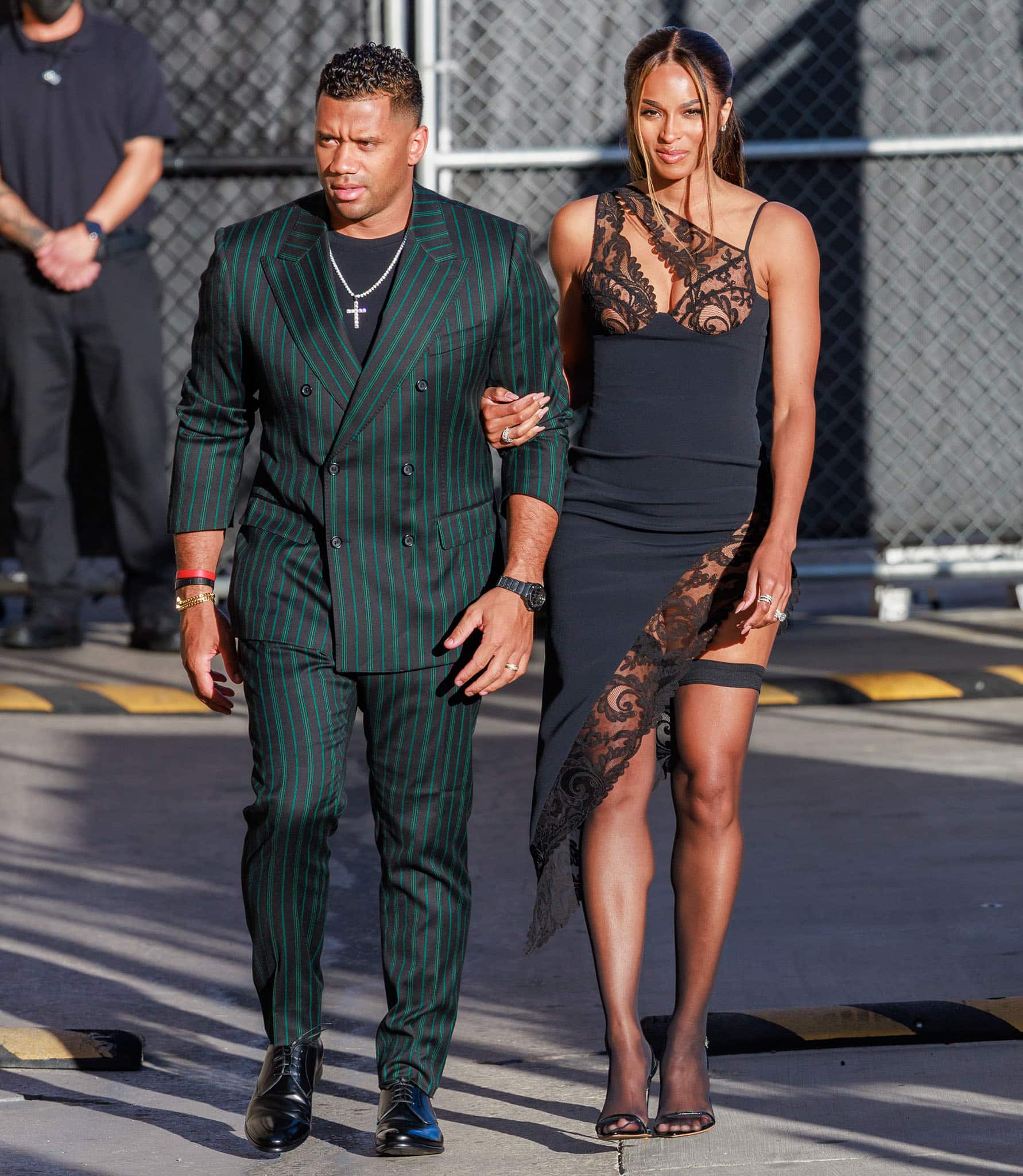 Ciara bares her legs and cleavage in David Koma Resort 2022 black lace dress
