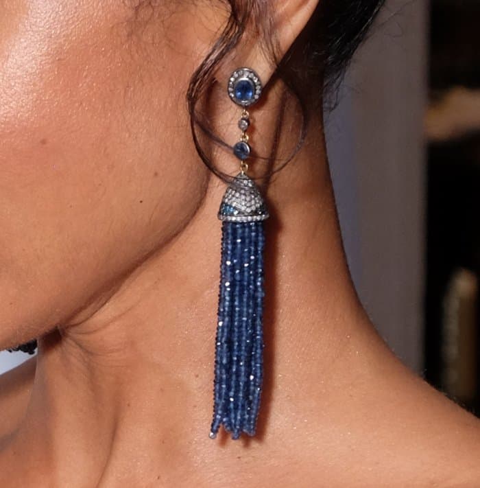 These beautiful beaded tassel earrings also feature crystal and gemstone embellishments