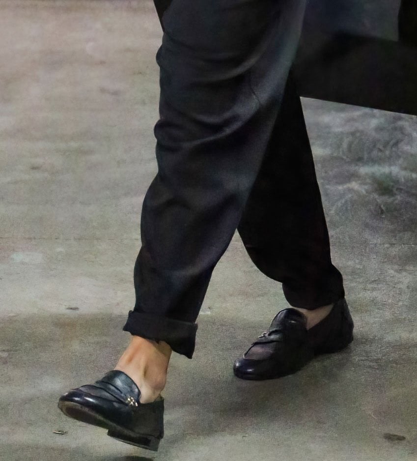 Jennifer Lopez completes her chic casual wear with Chanel black penny loafers