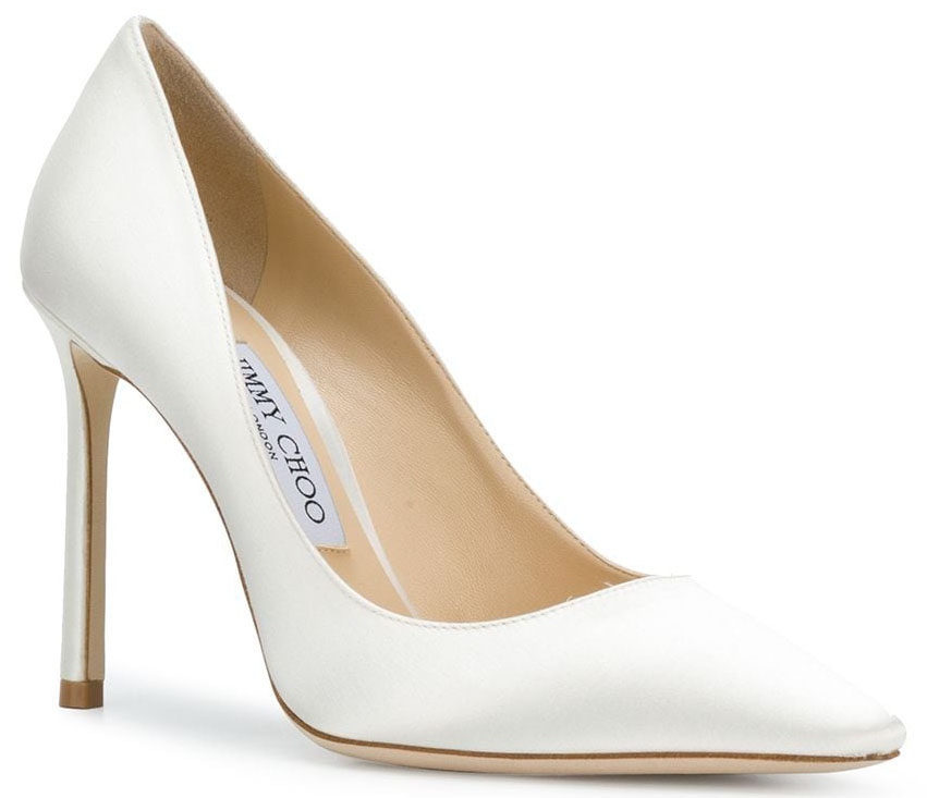 A classic pair of pumps fashioned in soft satin with slim high heels