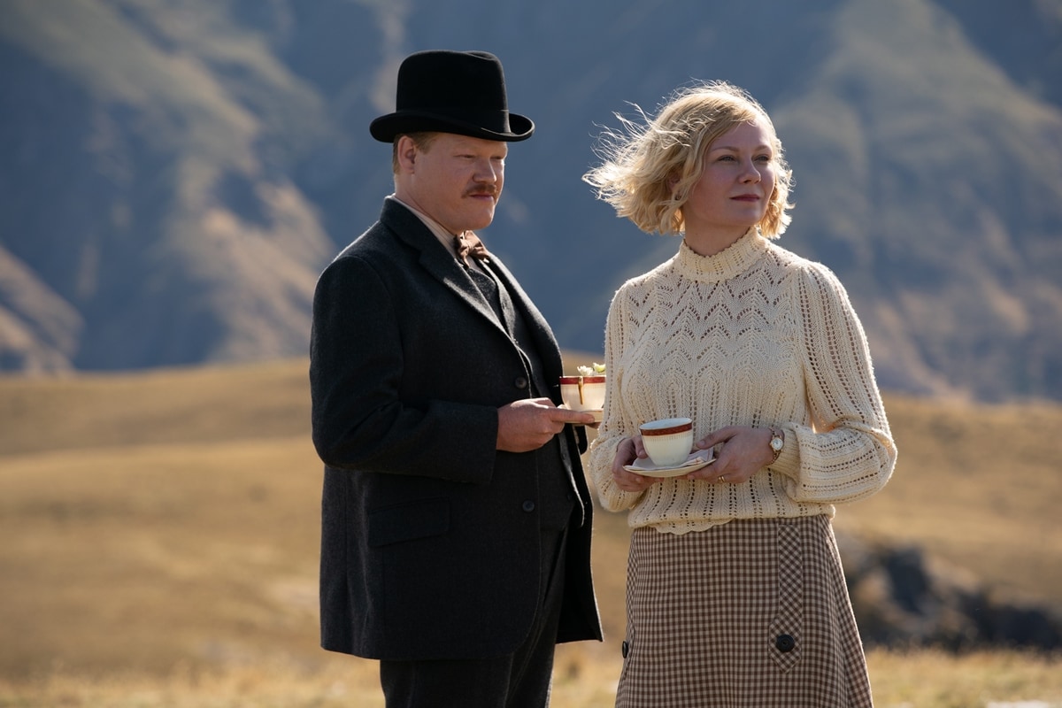 Kirsten Dunst as Rose Gordon and Jesse Plemons as George Burbank in the 2021 New Zealand–led Western psychological drama film The Power of the Dog