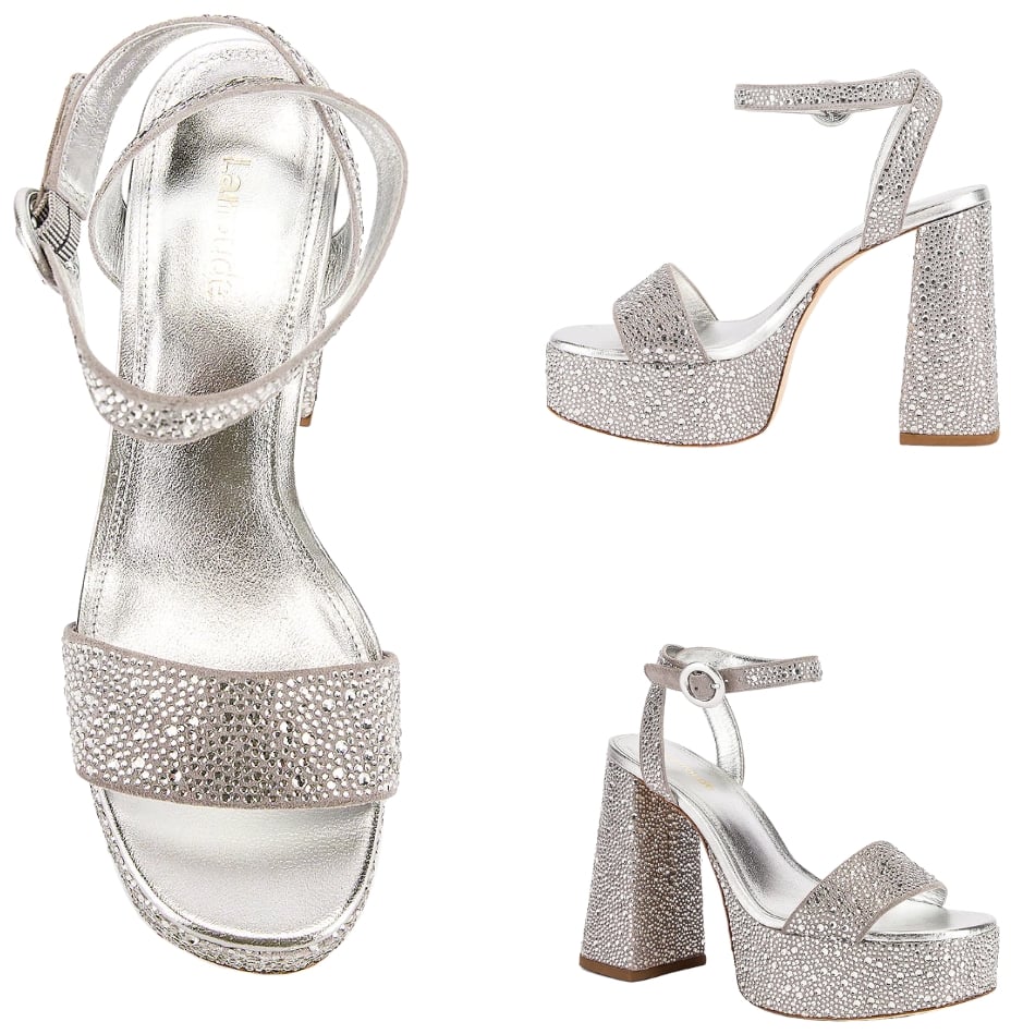 Dolly platform sandal with allover eye-popping sequins