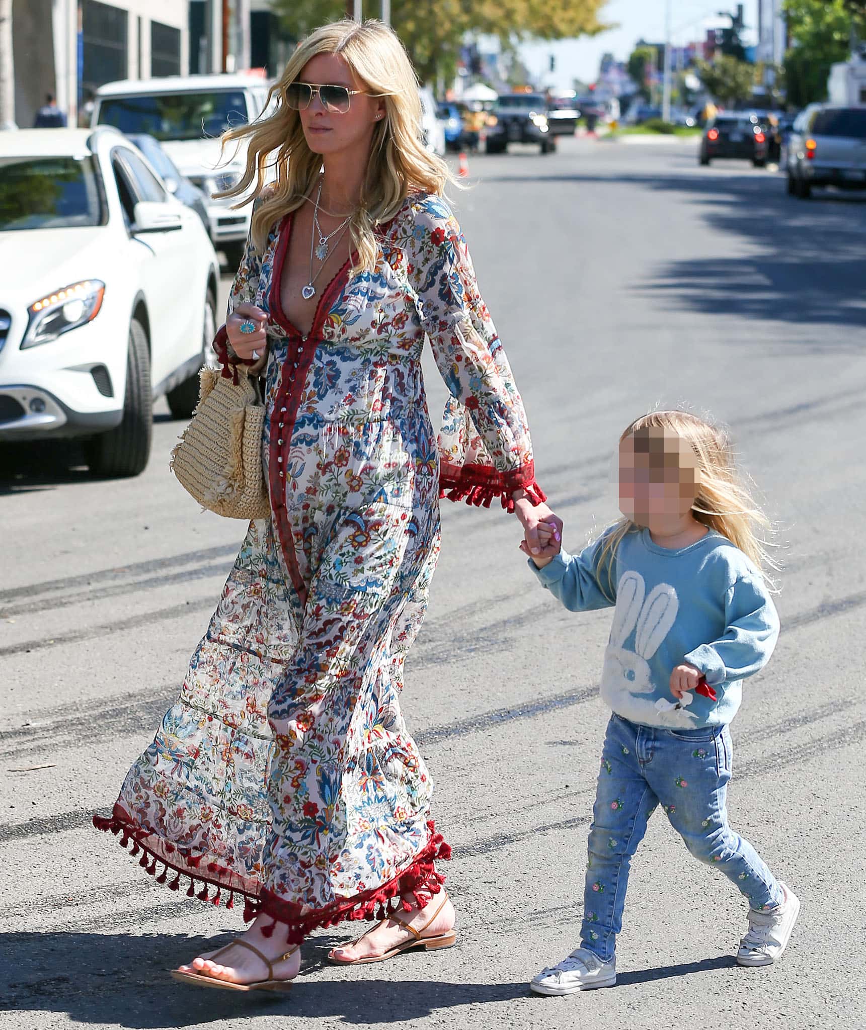 Pregnant Nicky Hilton out and about with her daughter, Teddy, in Los Angeles on February 24, 2022