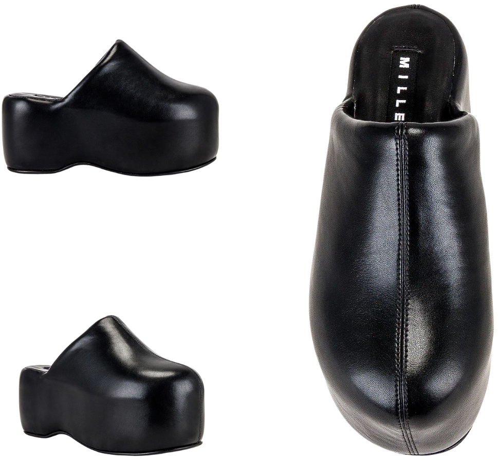 Crafted of smooth vegan leather, these bubble clogs flaunt a minimalistic design, mounted on a thick platform