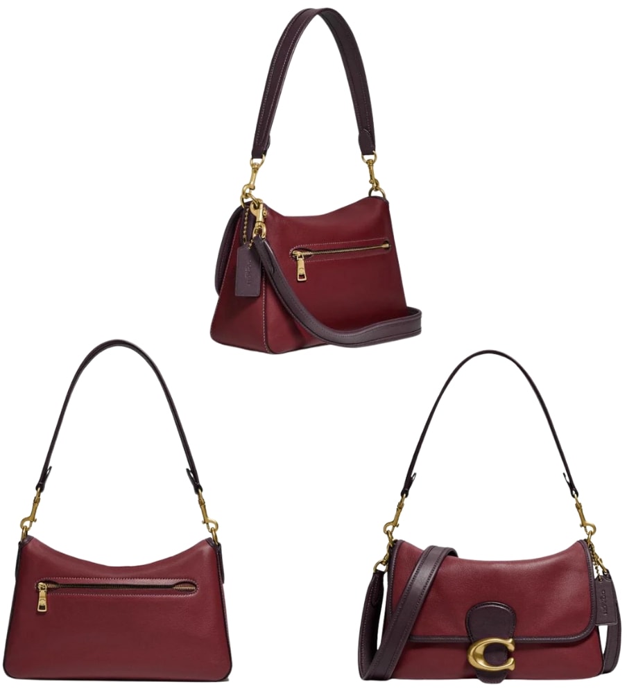 Colorblocked details enliven luxurious smooth leather Coach's versatile Tabby shoulder bag