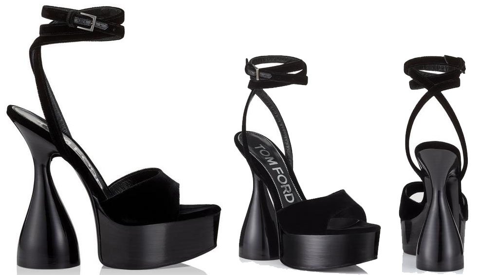 Tom Ford's Velvet Disco is defined by the hourglass-shaped heels, velvet straps, and platforms