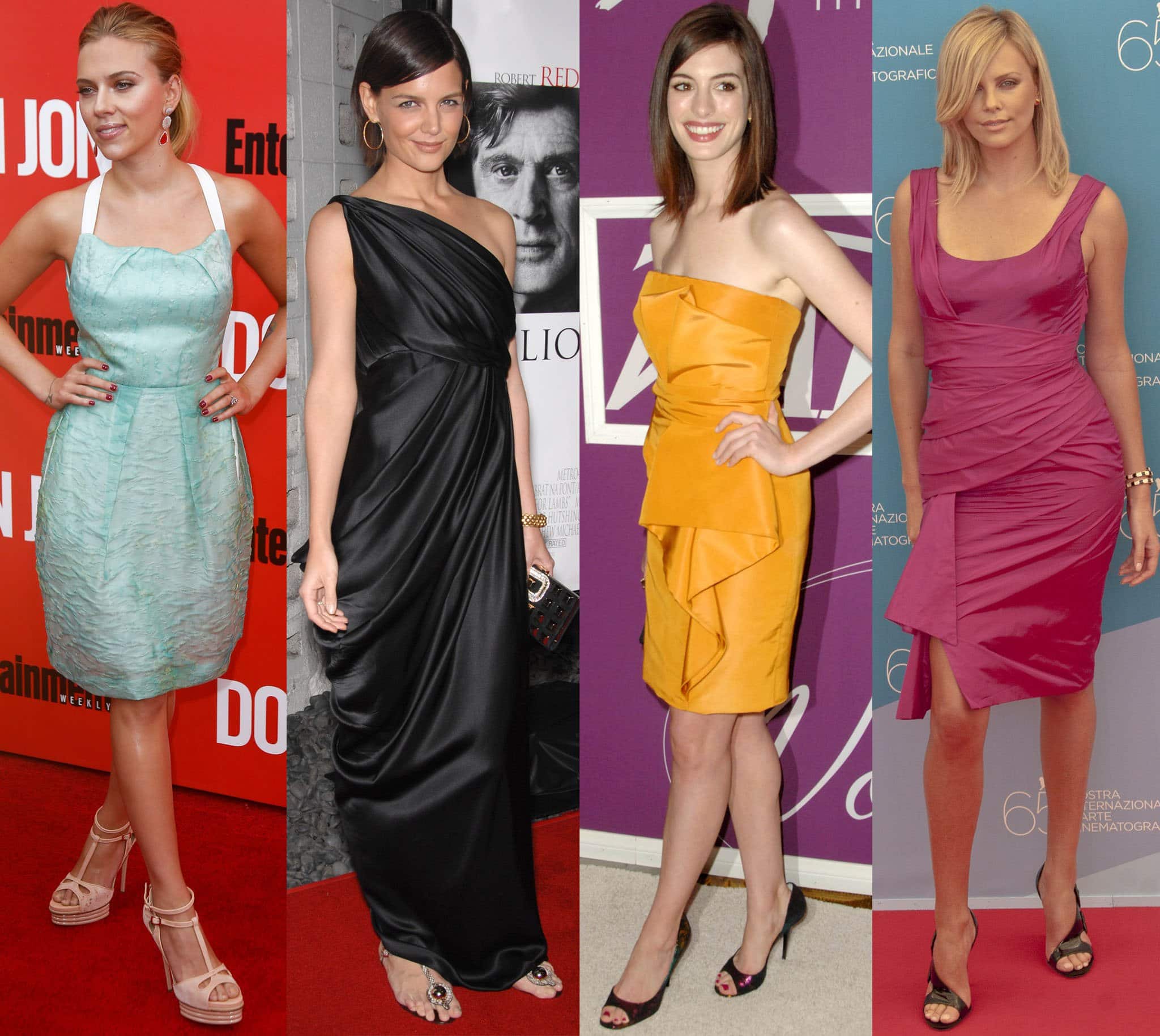 A-list stars Scarlett Johansson, Katie Holmes, Anne Hathaway, and Charlize Theron wearing Roger Vivier heels