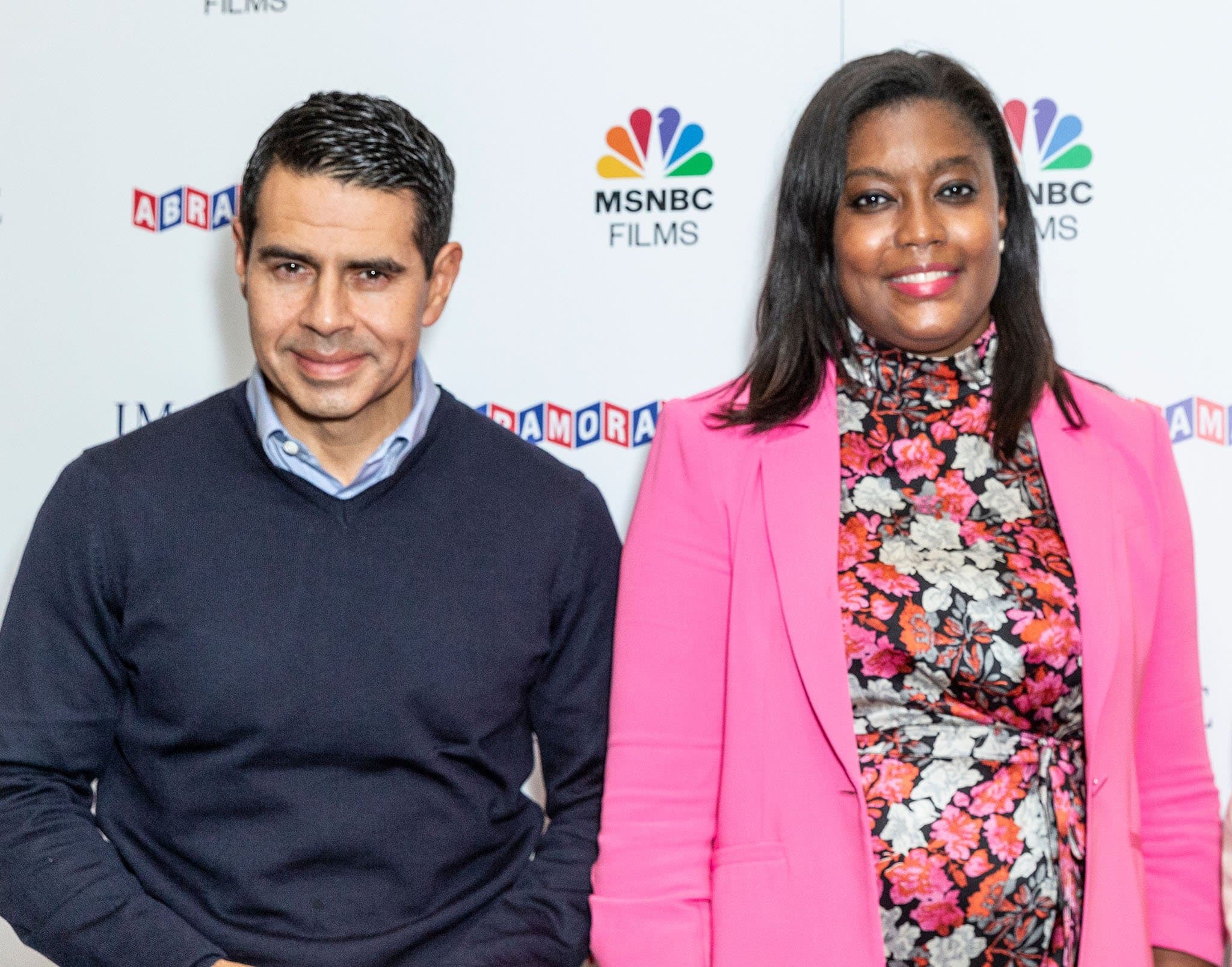 Chairman of NBCUniversal News Group, Caesar Conde, and MSNBC president Rashida Jones attend the special screening of Paper Glue at MoMA on November 8, 2021