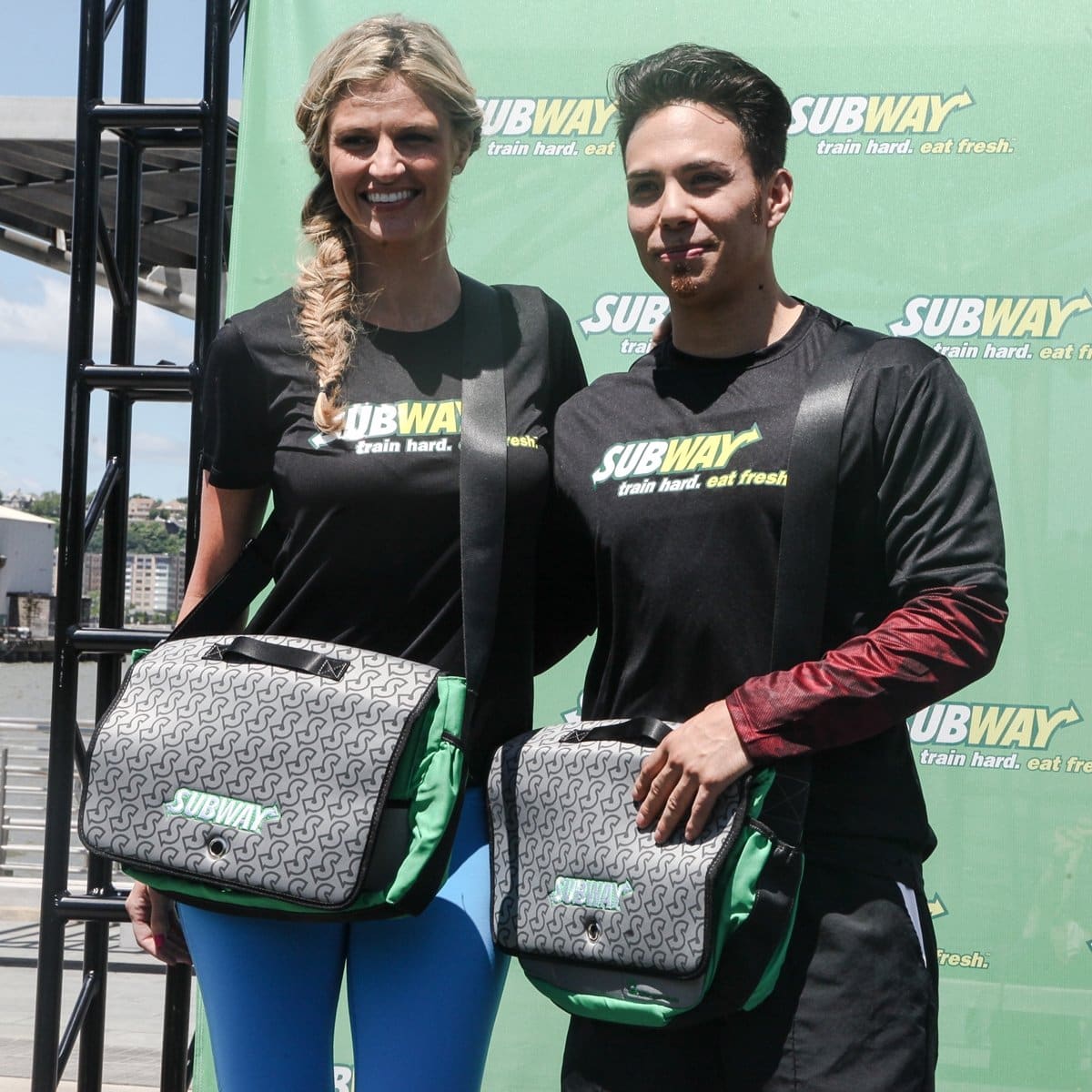 American short track speed skater Apolo Ohno and sportscaster Erin Andrews introduce the new limited edition Subway bag