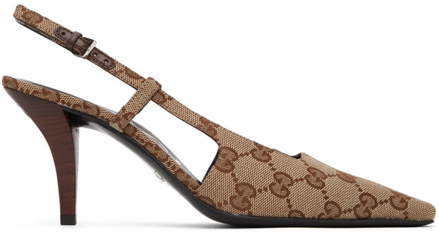 Gucci Beige GG Slingback Pumps