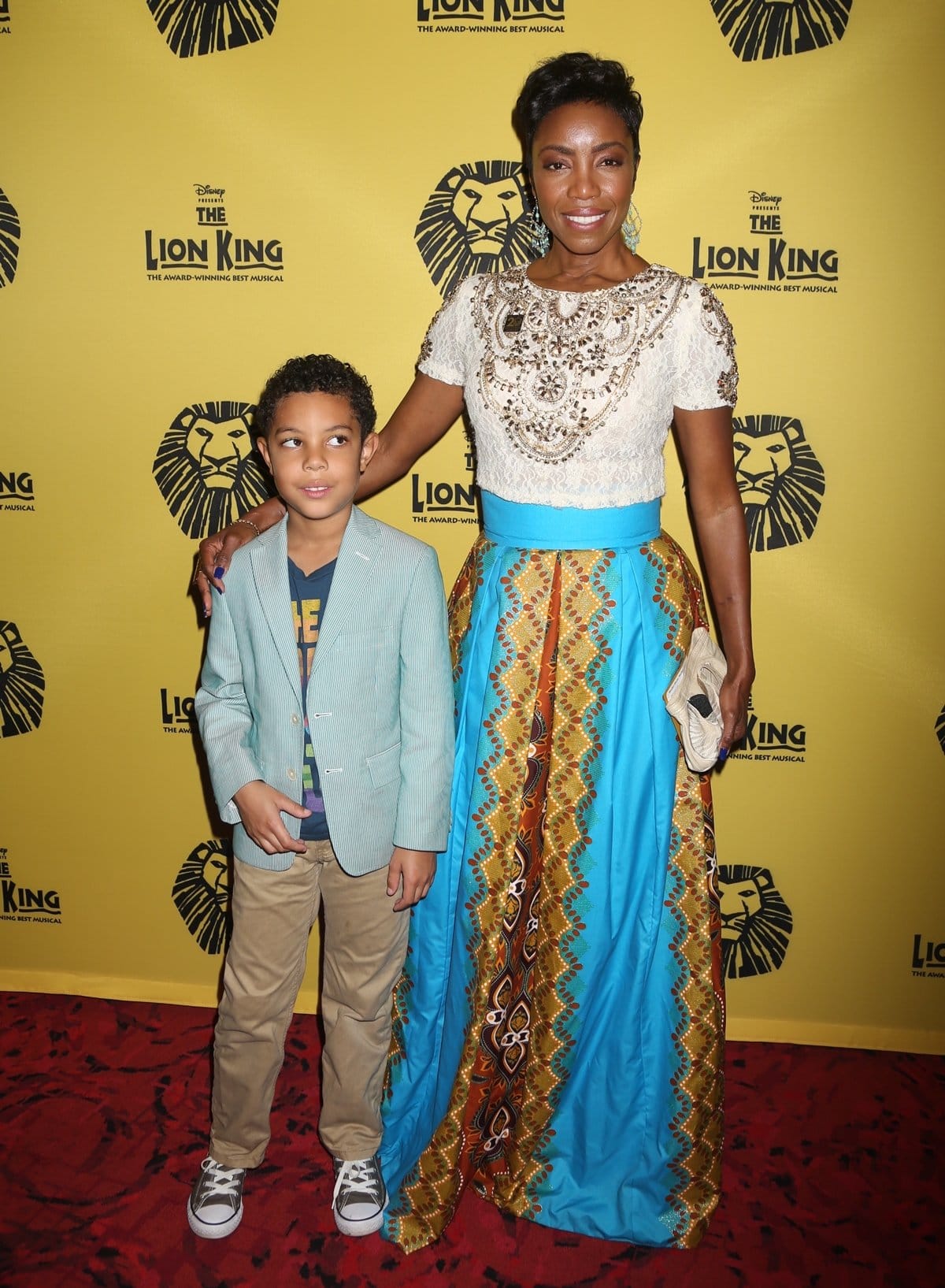 Heather Headley and her son attend the 20th Anniversary Performance of 'The Lion King' on Broadway