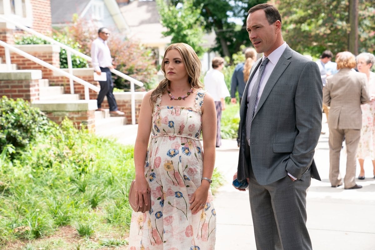 Jamie Lynn Spears as Noreen Fitzgibbons and Chris Klein as family doctor Bill Townsend in the popular romantic drama streaming television series Sweet Magnolias