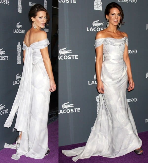 Kate Beckinsale in a draped Vivienne Westwood gown at the 2012 Costume Designers Guild Awards