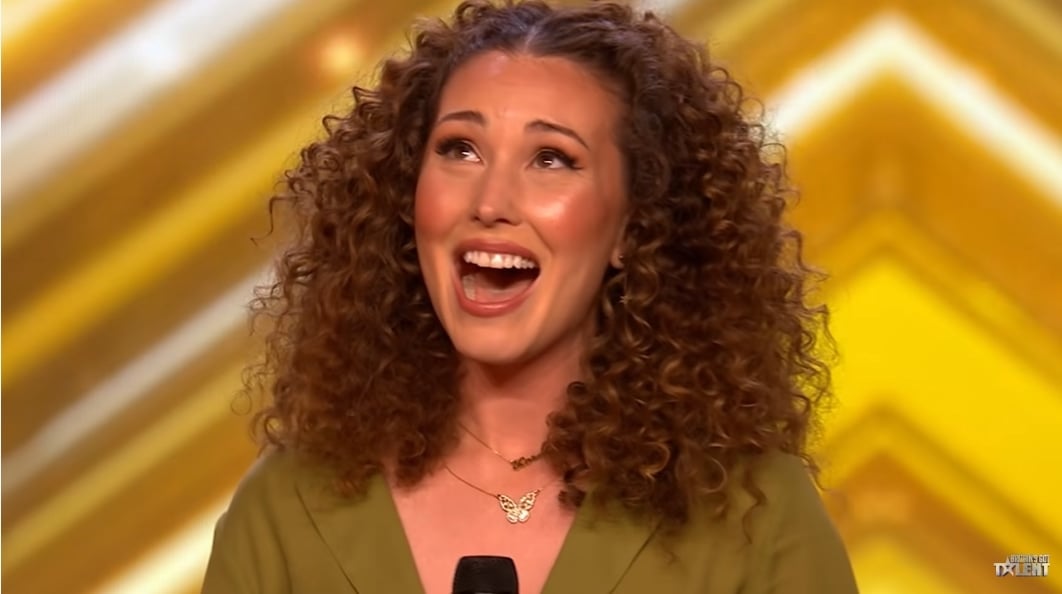 Loren Allred reacts to receiving the Golden Buzzer from Amanda Holden in an episode of the 15th series of Britain's Got Talent