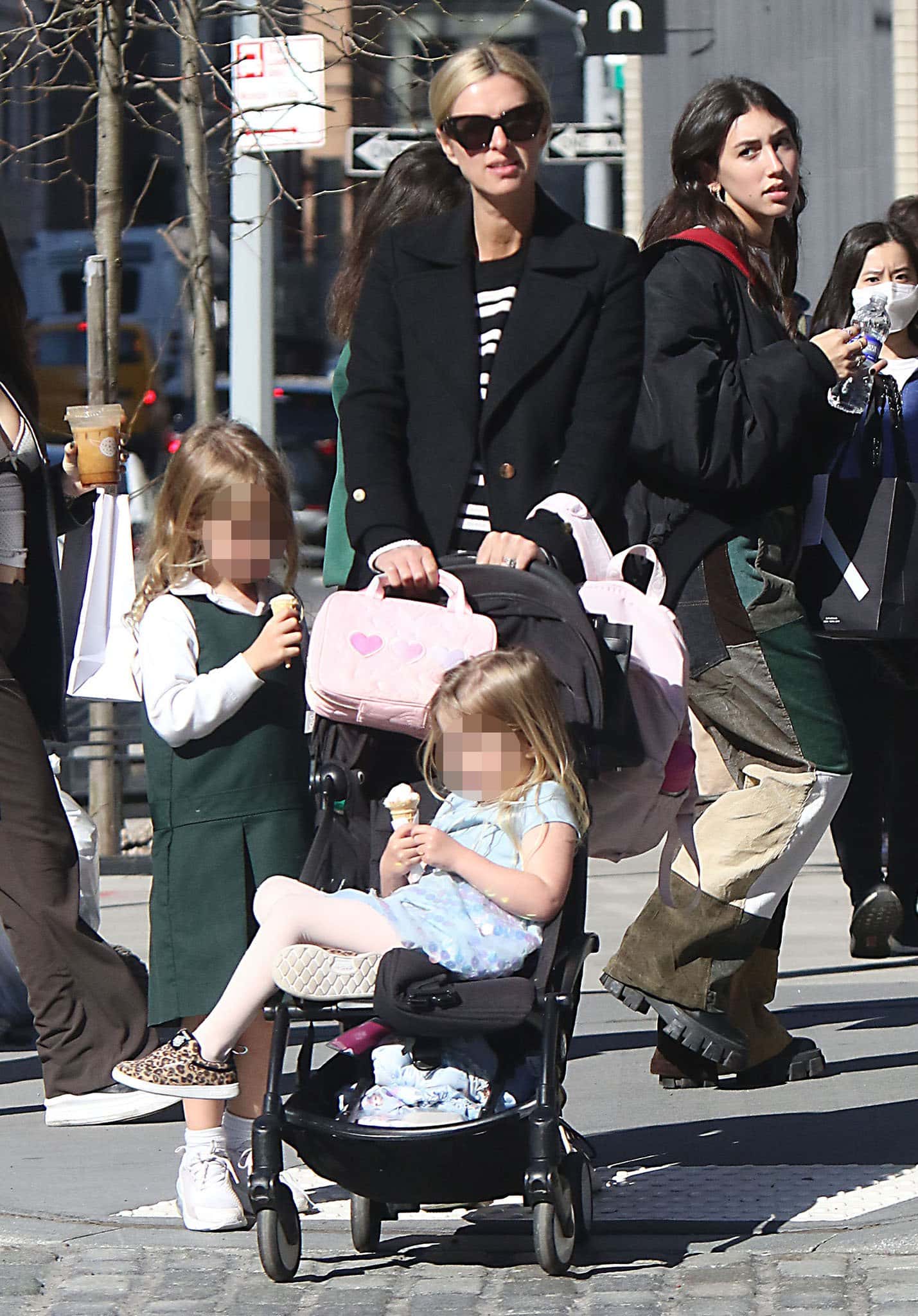 Nicky Hilton in Soho with her kids Lily and Teddy