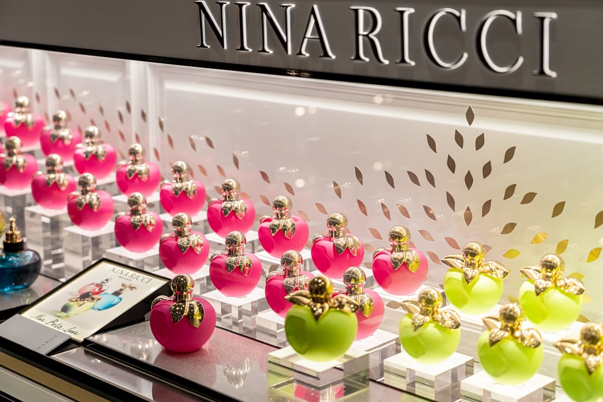 Nina Ricci perfume for sale in a luxury shopping mall store