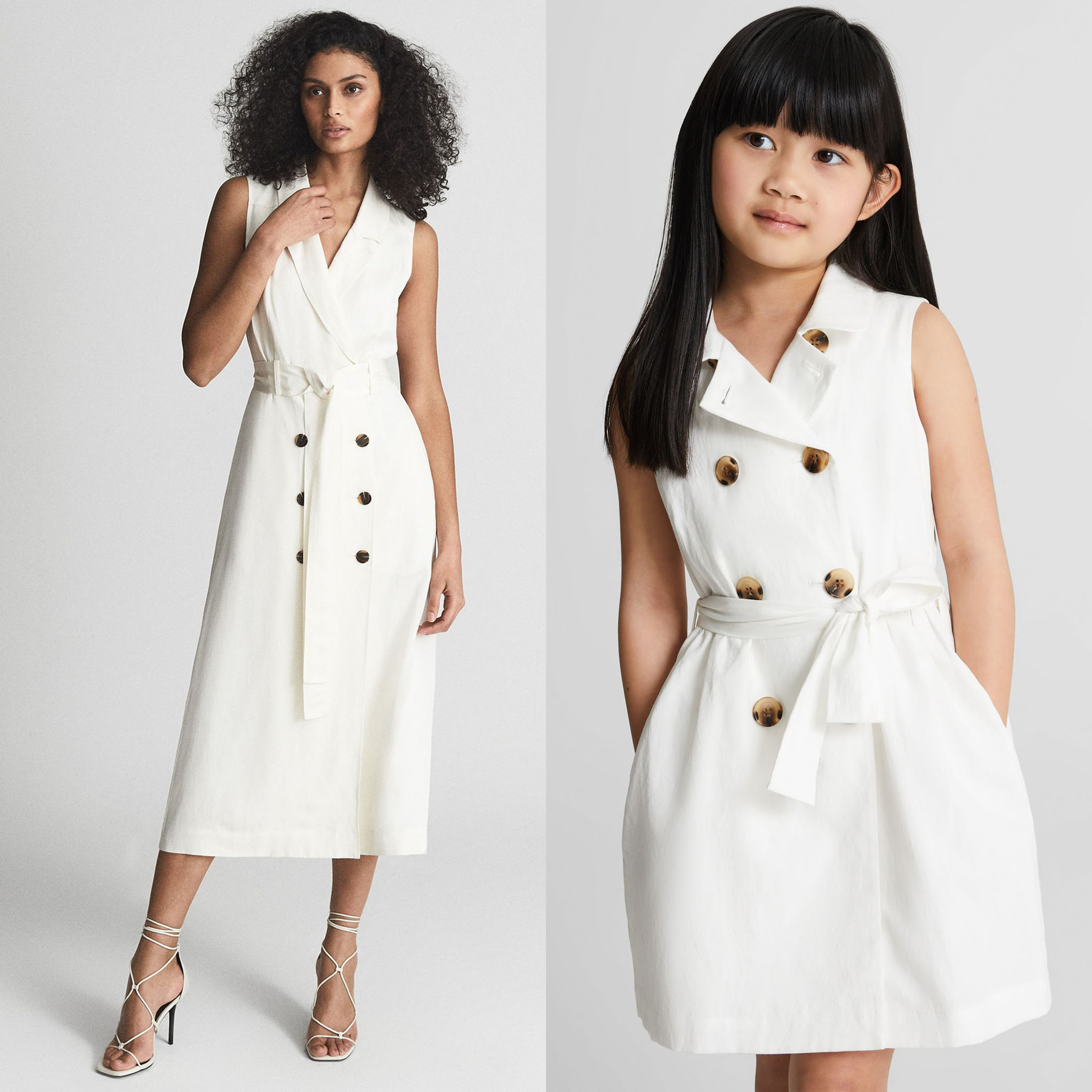 Mariah Linen Belted Button Midi Dress; Dana Junior Linen Blend Mini Dress