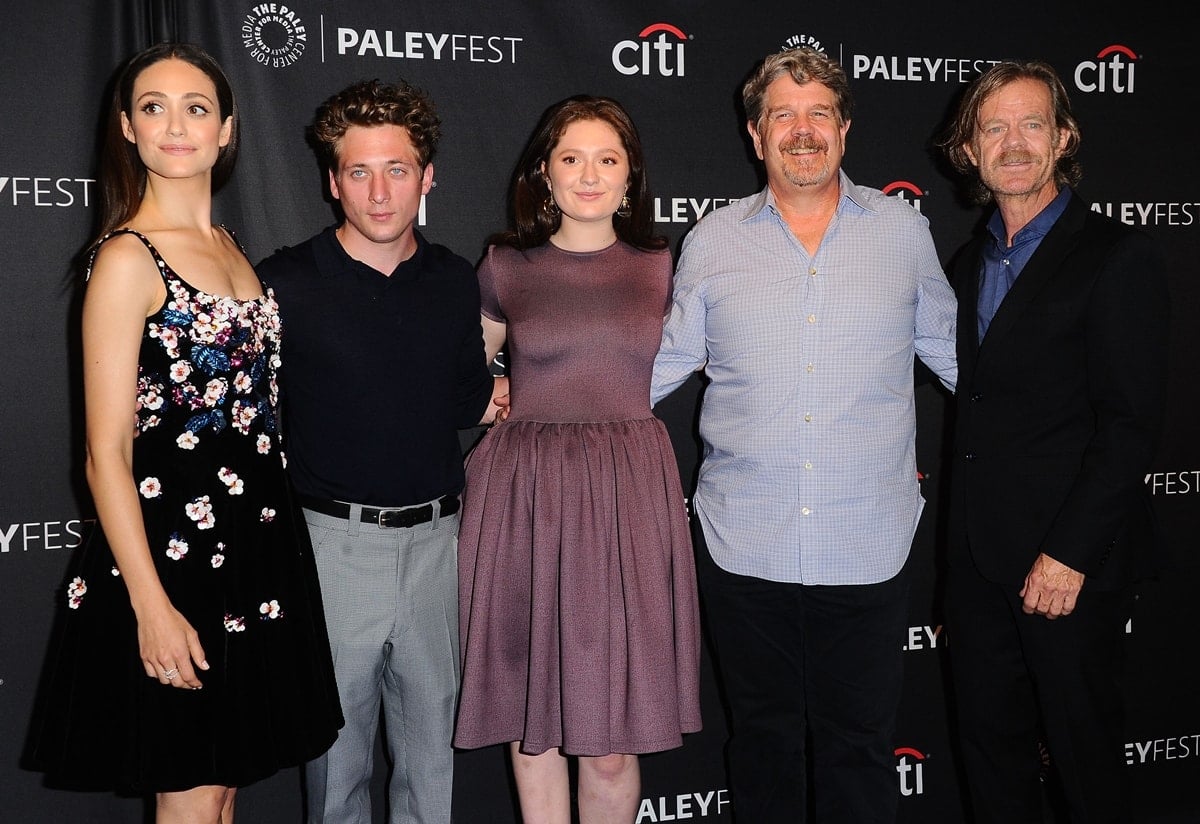William H. Macy, Jeremy Allen White, Emma Kenney, writer/executive producer John Wells, and actress Emmy Rossum attend The Paley Center for Media's 11th Annual PaleyFest fall TV previews Los Angeles for Showtime's Shameless