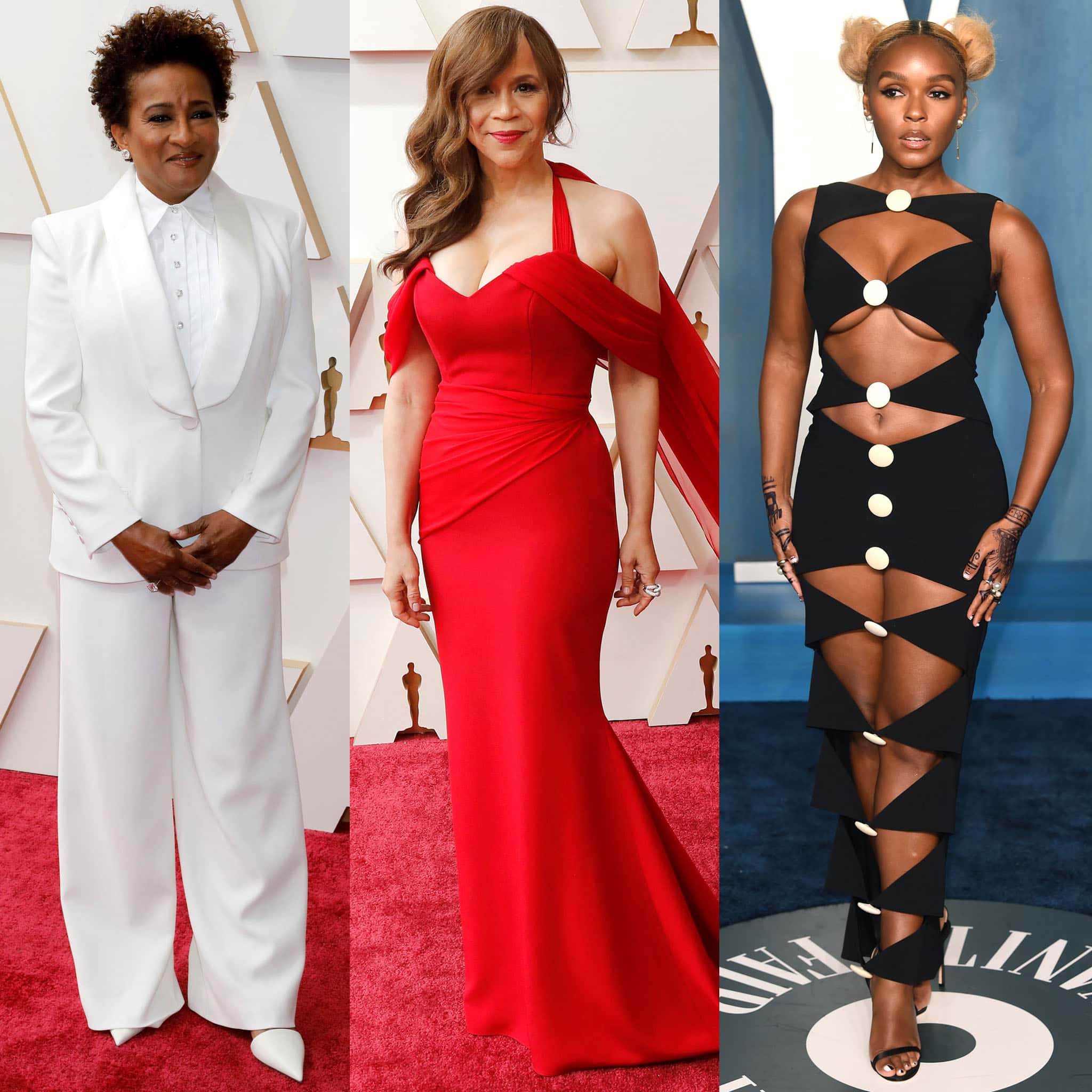 Wanda Sykes, Rosie Perez, and Janelle Monae wore Christian Siriano at the 2022 Oscars and Vanity Fair Oscar Party