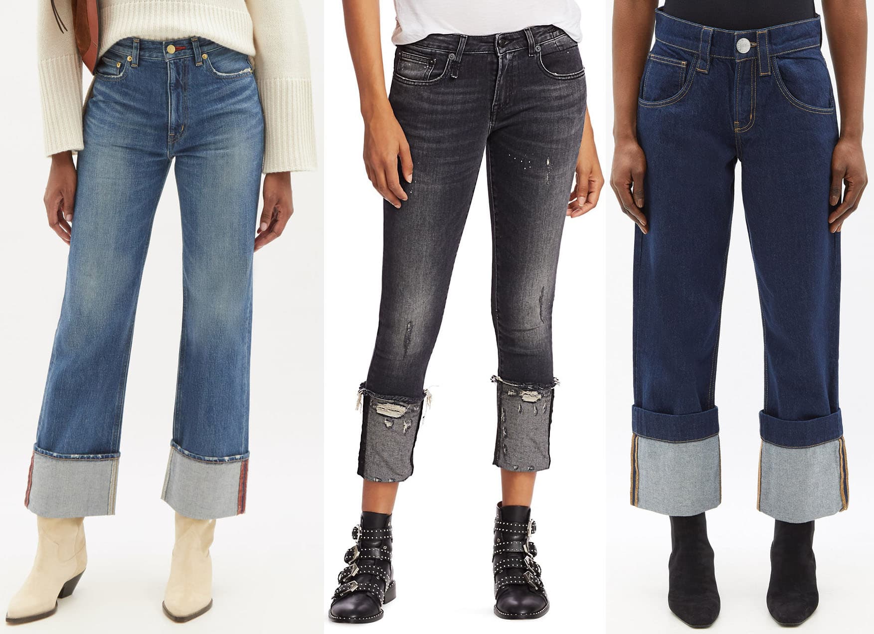 Switch up your look and show off your ankle boots by cuffing your denim jeans