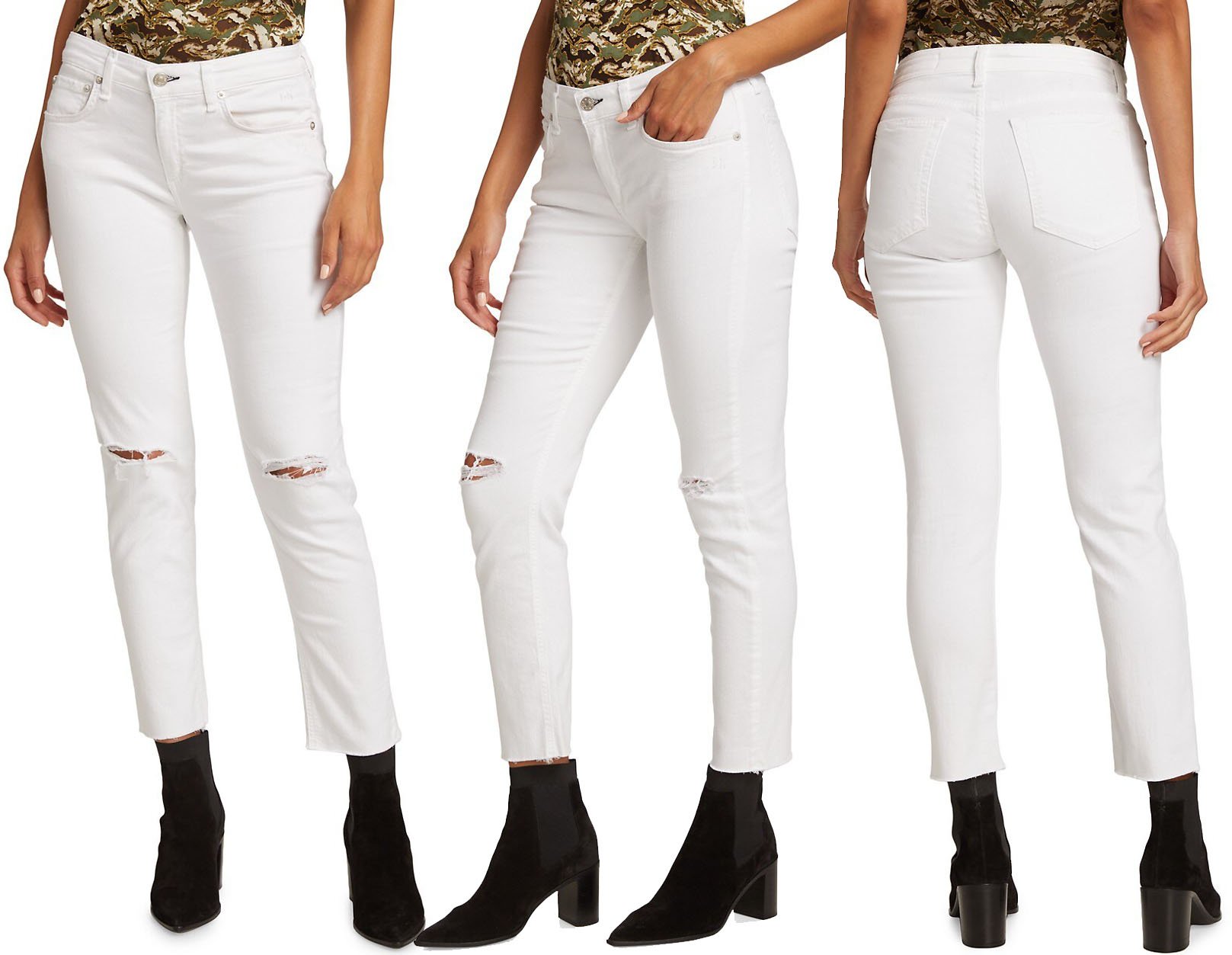 Cropped jeans should end just right above the ankle boots to create a flattering look