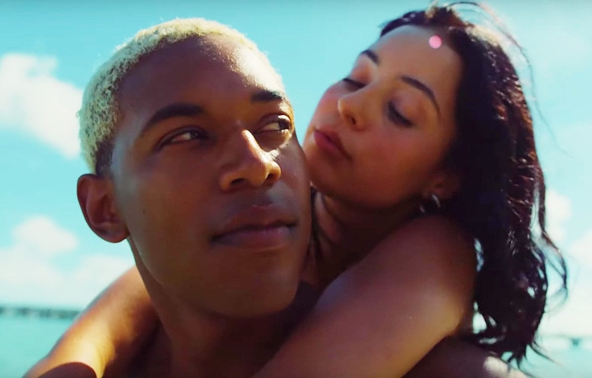 Alexa Demie as Alexis Lopez and Kelvin Harrison Jr. as Tyler Williams in the 2019 American drama film Waves