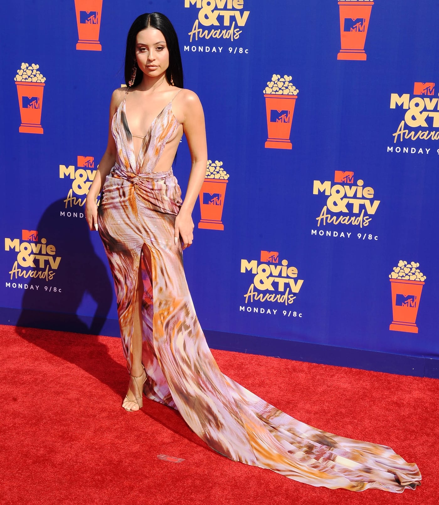 Alexa Demie flaunts her legs in a cutout Angelina Colarusso gown at the 2019 MTV Movie and TV Awards