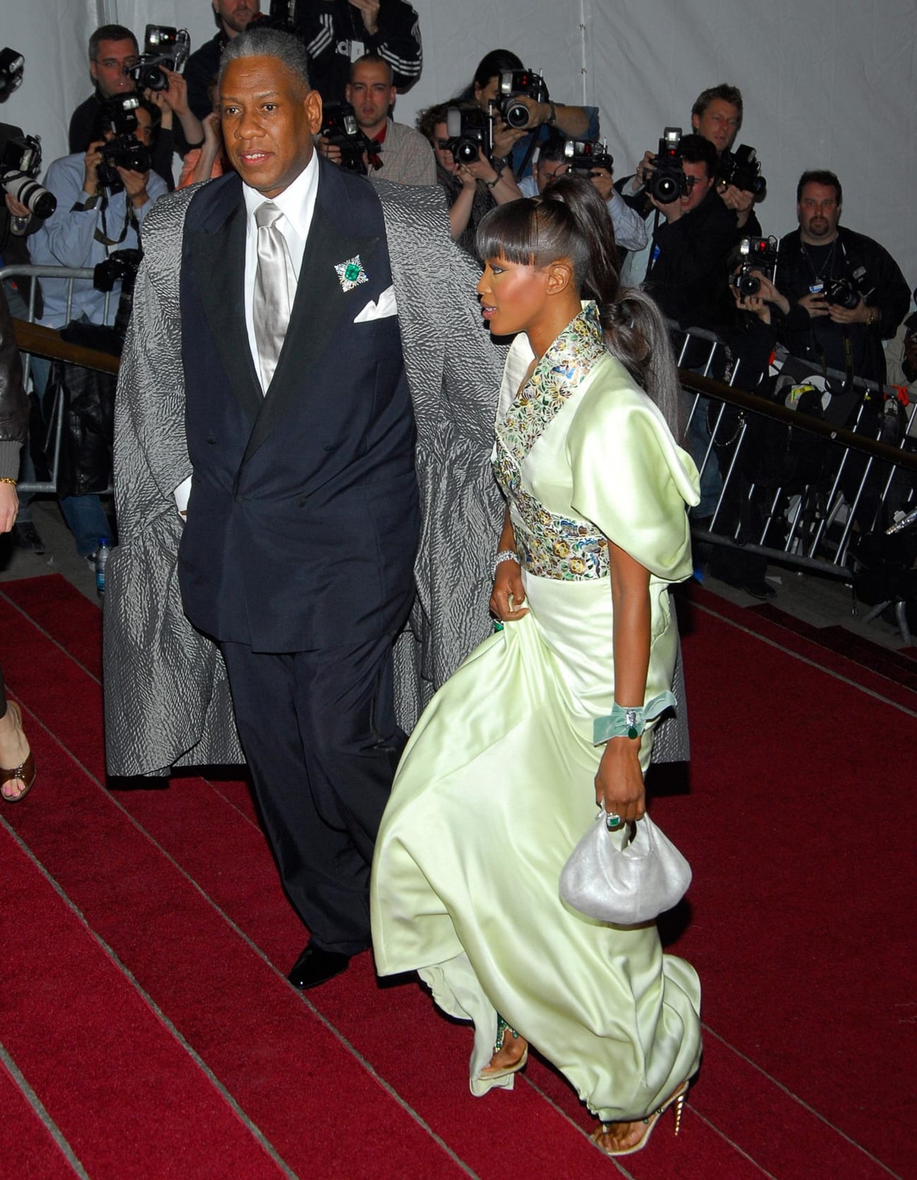 American fashion journalist André Leon Talley and Naomi Campbell during the AngloMania: Tradition and Transgression in British Fashion opening gala