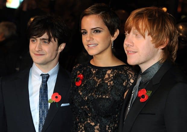 Daniel Radcliffe, Emma Watson, and Rupert Grint at the World Premiere of 