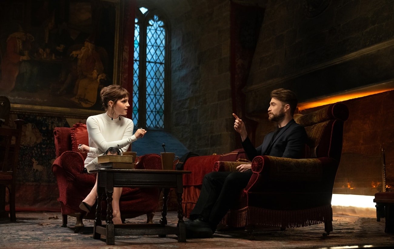 Daniel Radcliffe and Emma Watson in the 2022 reunion-special-film Harry Potter 20th Anniversary: Return to Hogwarts