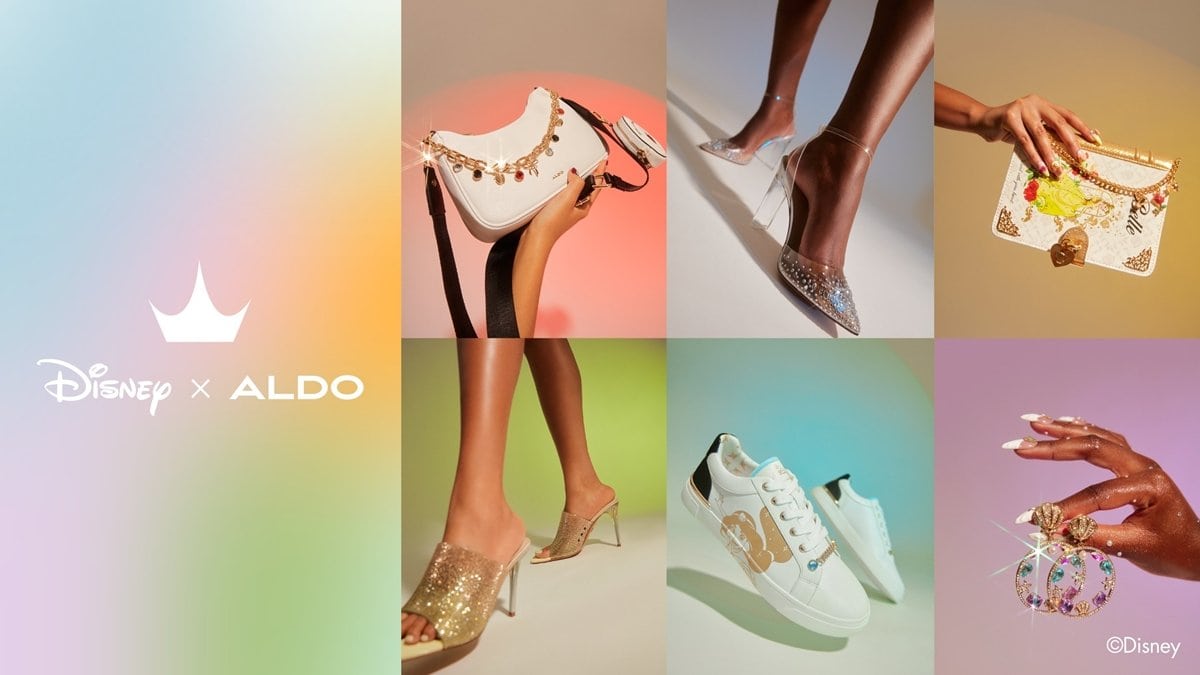 The Aldo x Disney Princess Collection includes affordable shoes, jewelry, and bags inspired by Ariel, Belle, Cinderella, Jasmine, Snow White and Tiana